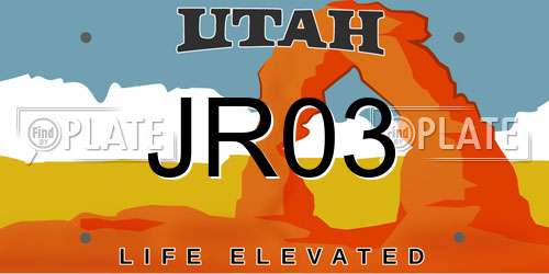 JR03 Utah License Plate