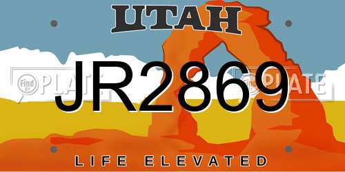 JR2869 Utah License Plate