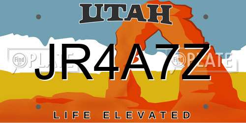 JR4A7Z Utah License Plate
