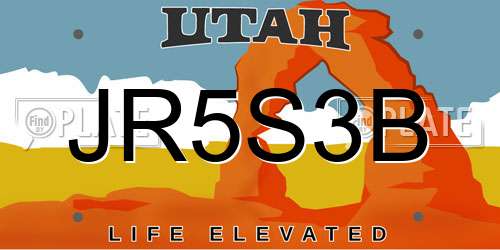 JR5S3B Utah License Plate