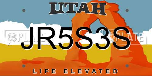 JR5S3S Utah License Plate