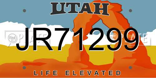 JR71299 Utah License Plate