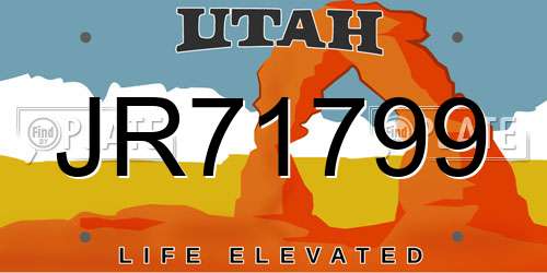 JR71799 Utah License Plate