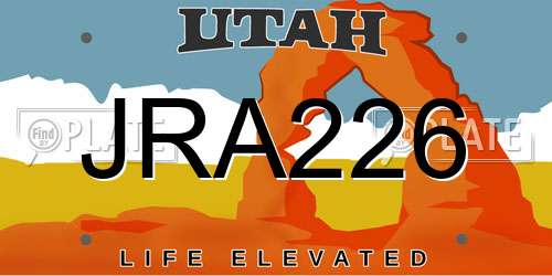 JRA226 Utah License Plate
