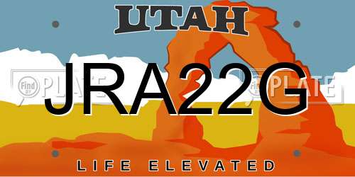 JRA22G Utah License Plate