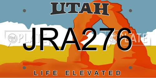 JRA276 Utah License Plate
