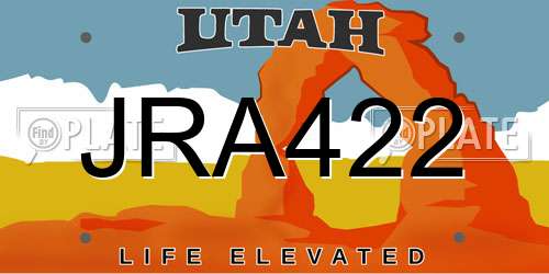 JRA422 Utah License Plate
