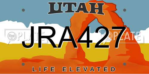 JRA427 Utah License Plate
