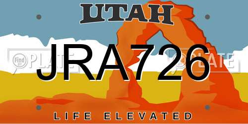 JRA726 Utah License Plate