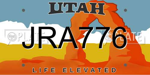 JRA776 Utah License Plate