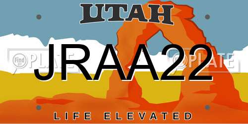 JRAA22 Utah License Plate