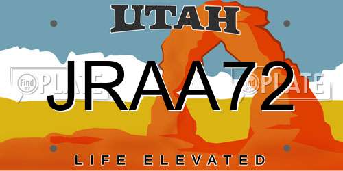 JRAA72 Utah License Plate