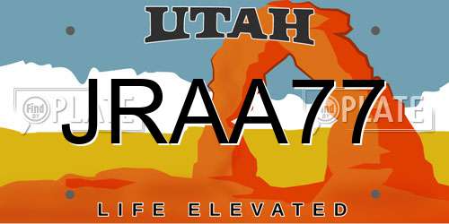 JRAA77 Utah License Plate