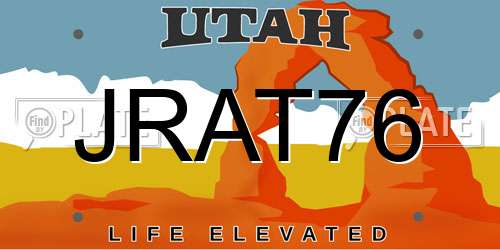 JRAT76 Utah License Plate