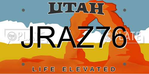 JRAZ76 Utah License Plate