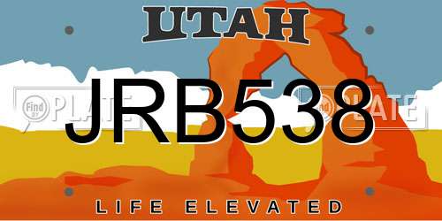 JRB538 Utah License Plate