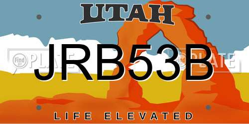 JRB53B Utah License Plate