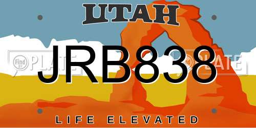 JRB838 Utah License Plate