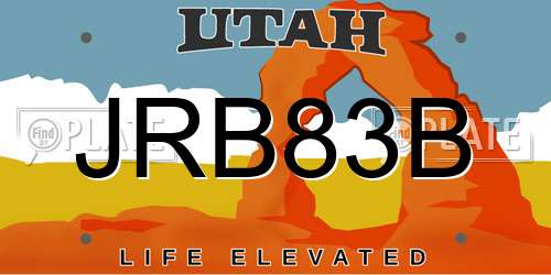 JRB83B Utah License Plate