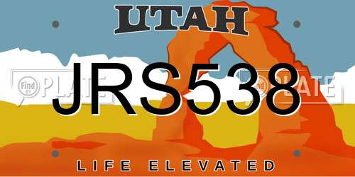 JRS538 Utah License Plate