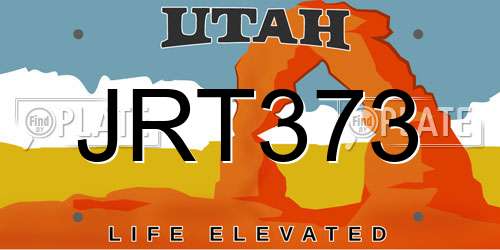 JRT373 Utah License Plate
