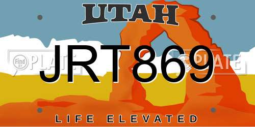 JRT869 Utah License Plate