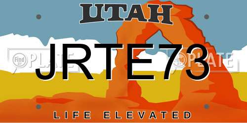 JRTE73 Utah License Plate