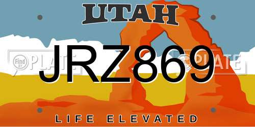 JRZ869 Utah License Plate