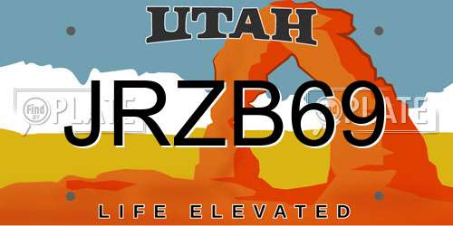 JRZB69 Utah License Plate