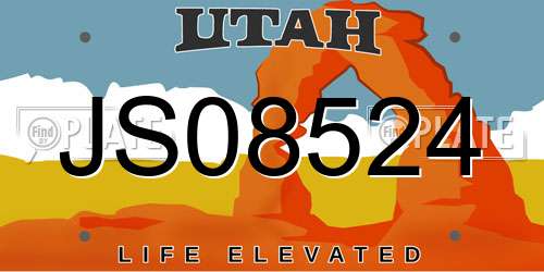 JS08524 Utah License Plate