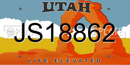 JS18862 Utah License Plate