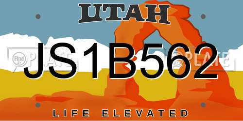 JS1B562 Utah License Plate