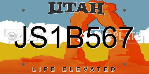 JS1B567 Utah License Plate