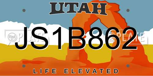 JS1B862 Utah License Plate