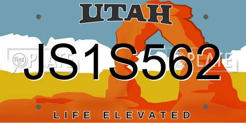 JS1S562 Utah License Plate