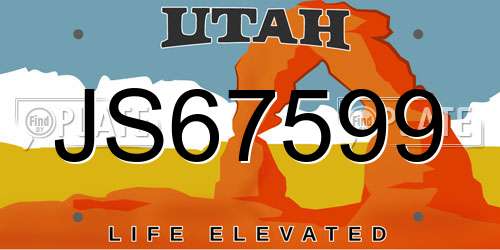 JS67599 Utah License Plate