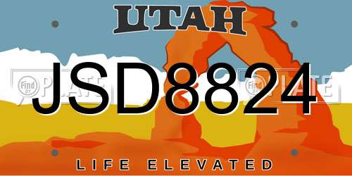 JSD8824 Utah License Plate