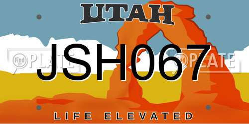 JSH067 Utah License Plate