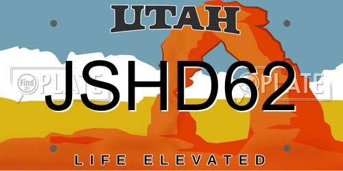 JSHD62 Utah License Plate