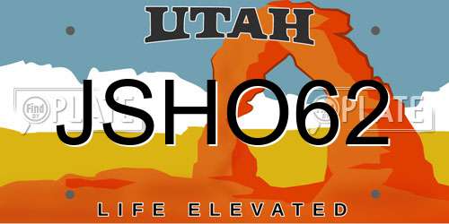 JSHO62 Utah License Plate