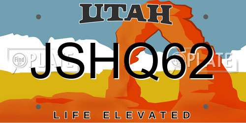 JSHQ62 Utah License Plate