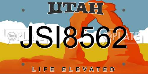 JSI8562 Utah License Plate