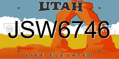 JSW6746 Utah License Plate