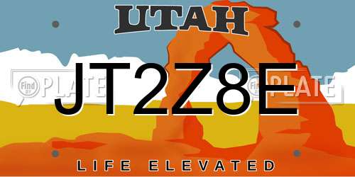 JT2Z8E Utah License Plate