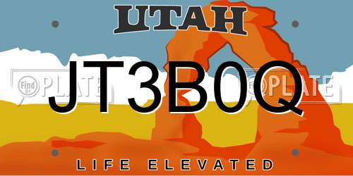 JT3B0Q Utah License Plate