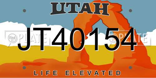 JT40154 Utah License Plate