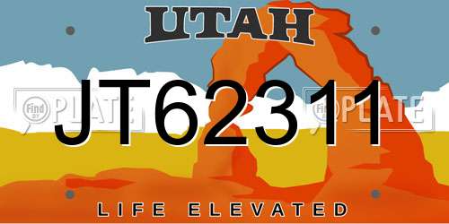 JT62311 Utah License Plate