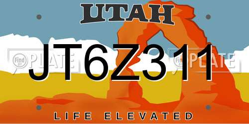 JT6Z311 Utah License Plate