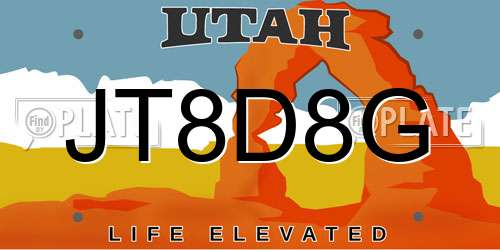JT8D8G Utah License Plate