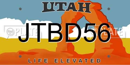 JTBD56 Utah License Plate